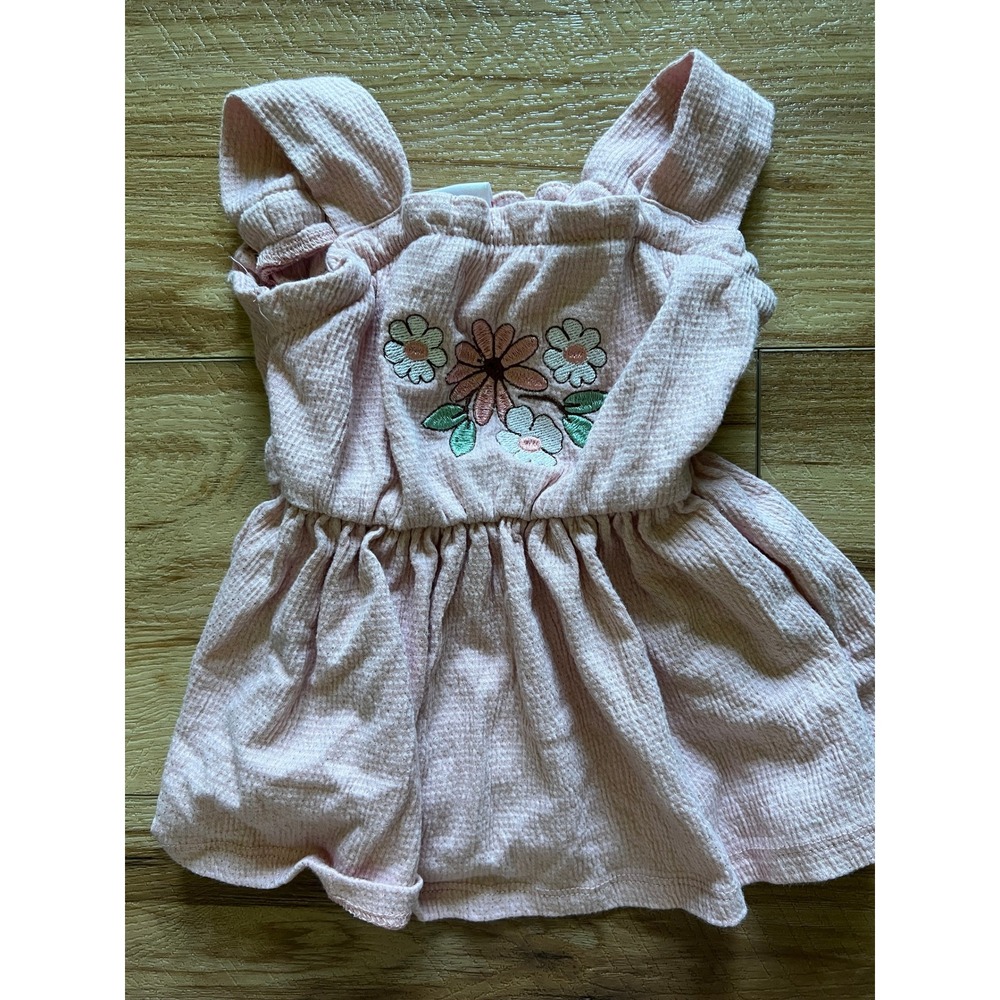 Little Lass Dress Toddler Girls 2T Pink Floral Embroidered Sleeveless Seersucker